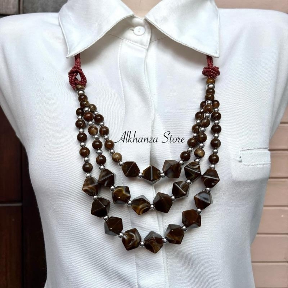 Elegant New Brown Beaded Necklace